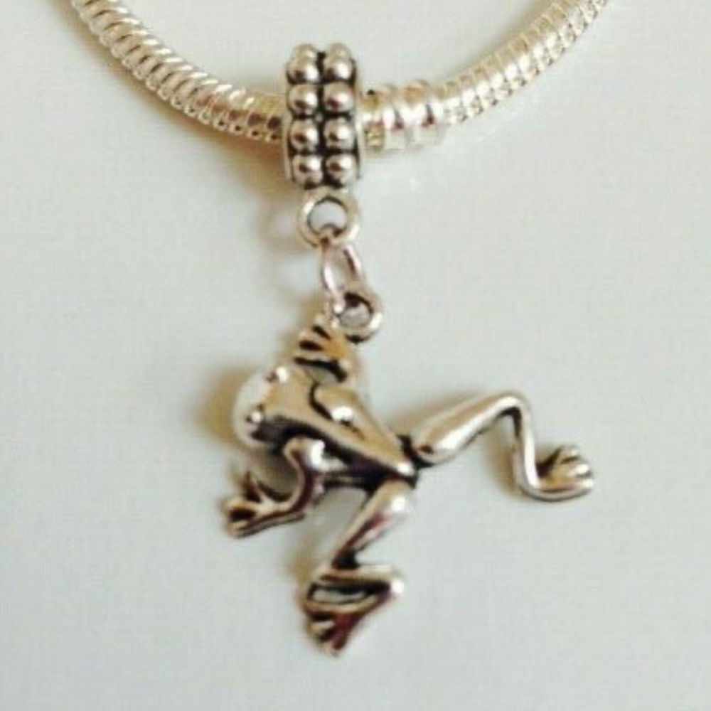 “FROG” Sterling Silver Plated Dangling Charm For European Style Charm Bracelets